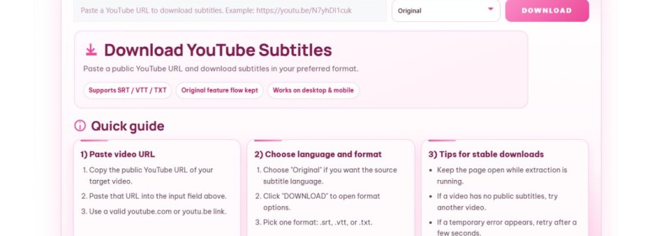 Downsub YouTube Tai Subtitle Cover Image